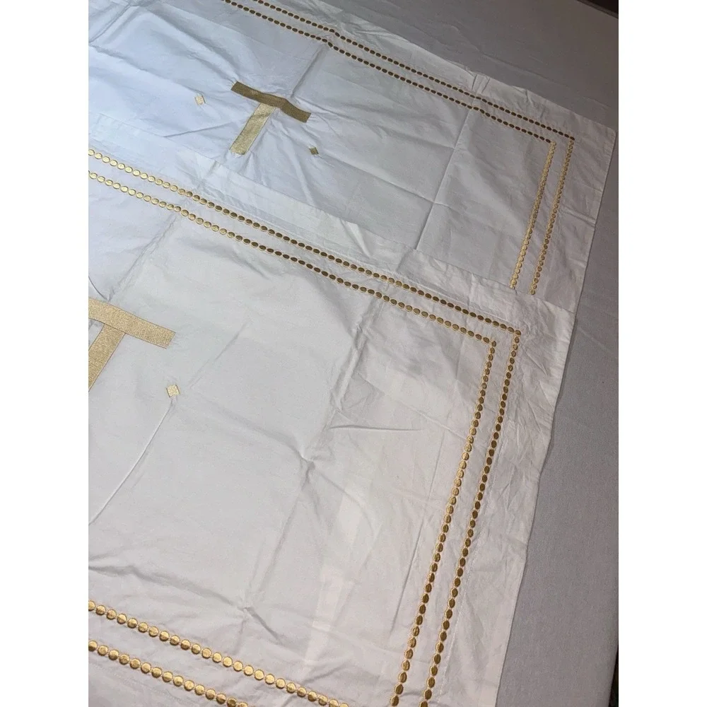 2 Pottery Barn Pearl‎ Yellow embroidered King shams 
